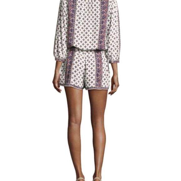 Joie Akeela White Print Long Sleeve Romper Sz XS - Picture 2 of 13